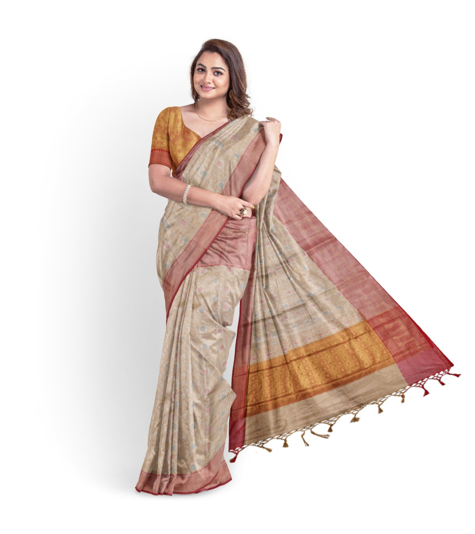 Exclusive Banaras Tissue Silk Saree in the Shades of Peach by Abaranji 